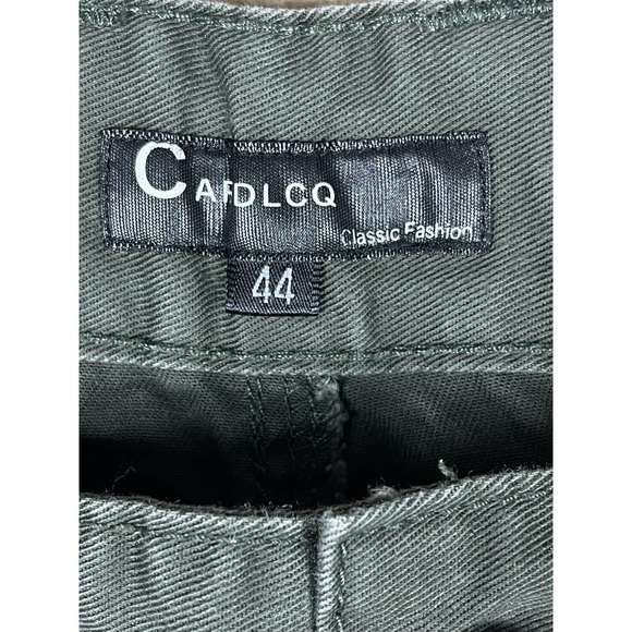 Cafdlcq Mens‎ 44 Cargo Pants Hi Rise Straight Leg Army Green Drawstring Waist - Picture 3 of 13